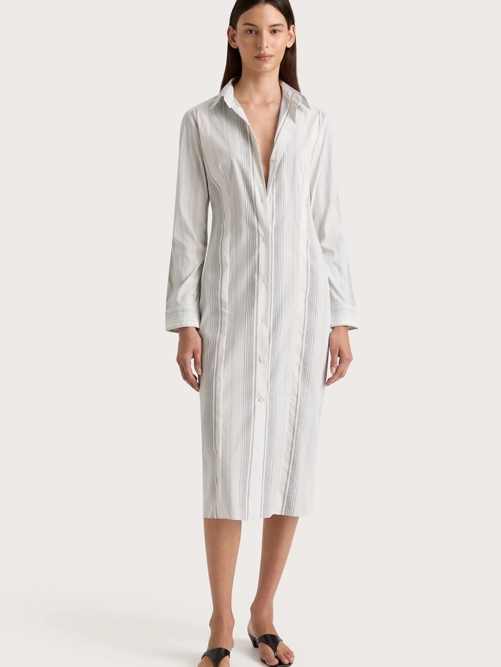 Faithfull En Vau Shirt Dress Striped Soft Blue/Gray